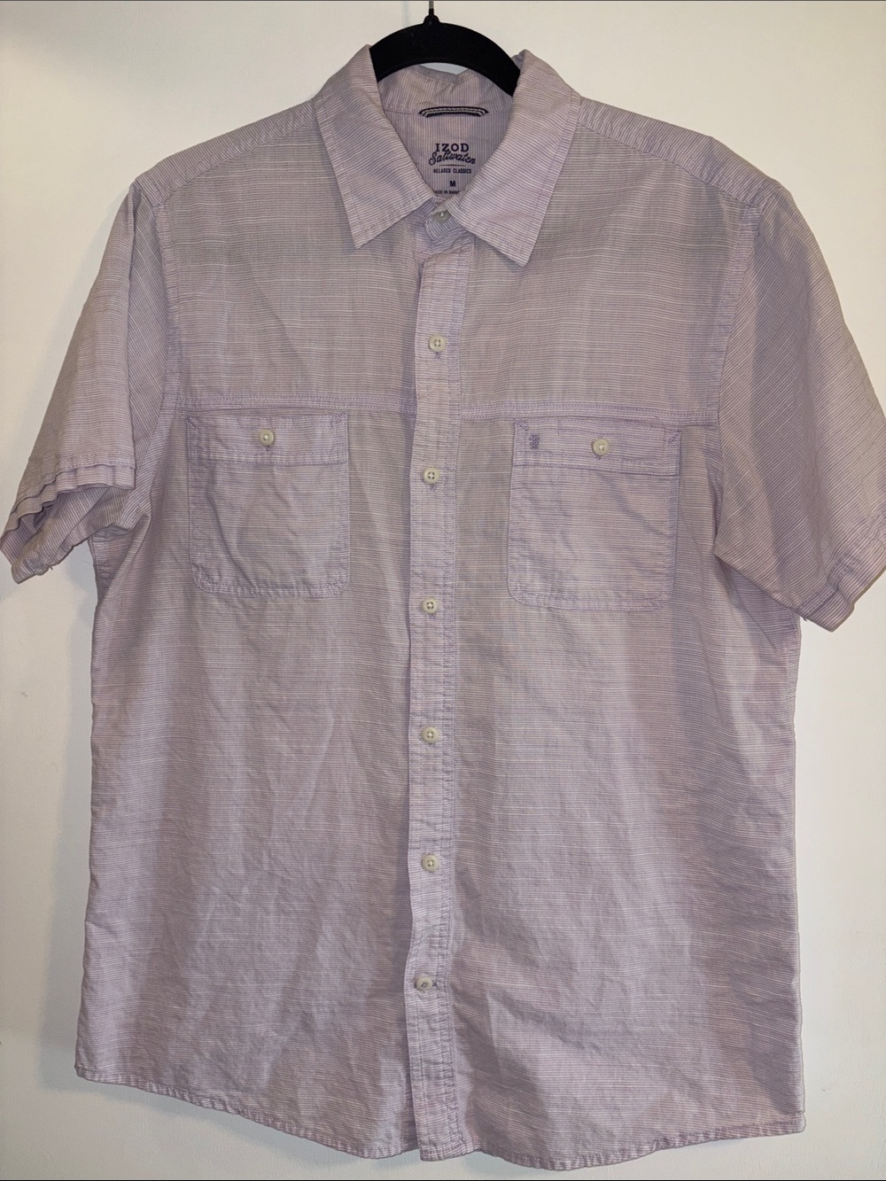 Izod Saltwater Lavender Short-Sleeve Button-Down Shirt